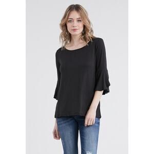 Basic Scoop Neck Ruffled Top